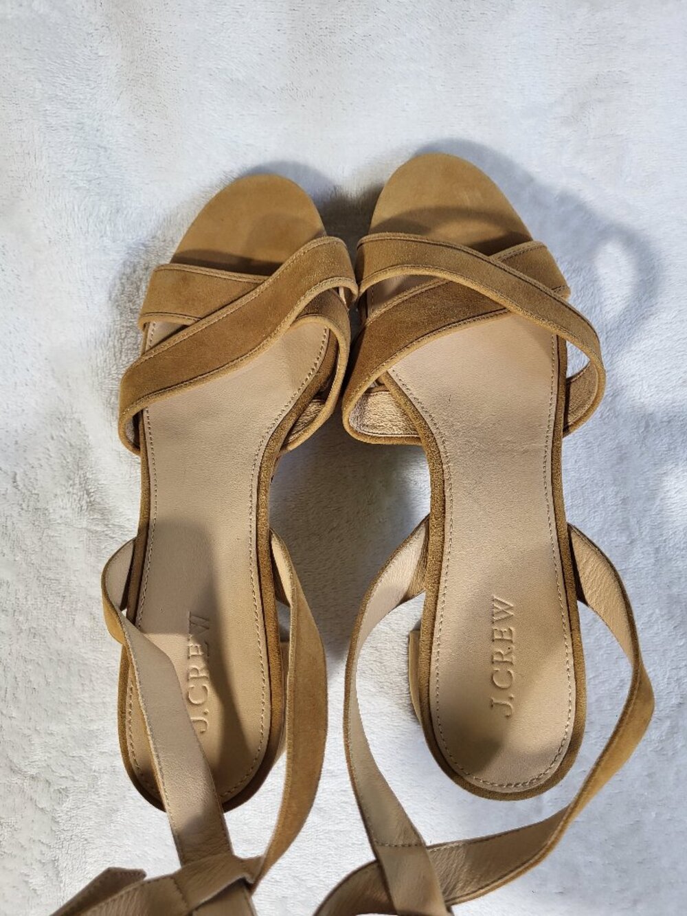 J.Crew Women's Criss-Cross Suede Platform Heels Sandals Size 9.5 - Picture 7 of 9